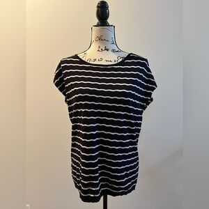 LOFT Black and White Wave Stripe Shirt